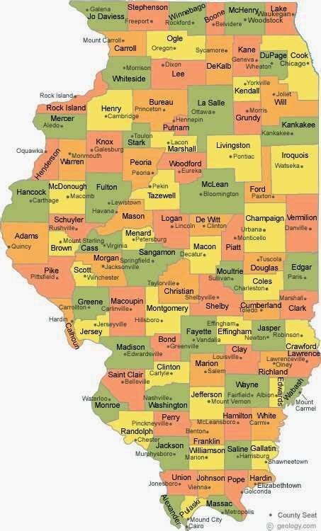 Map of Counties in Illinois